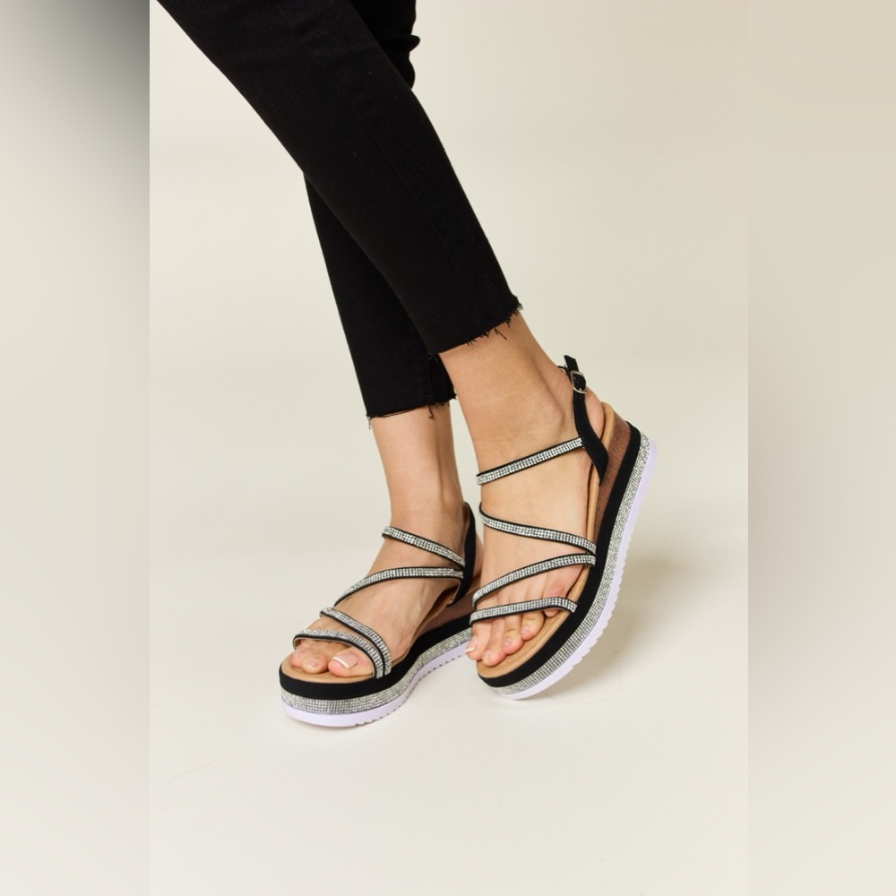 Forever Link Rhinestone Strappy Wedge Sandals